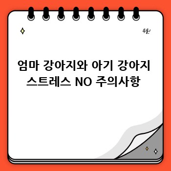 엄마 강아지와 아기 강아지 스트레스 NO 주의사항